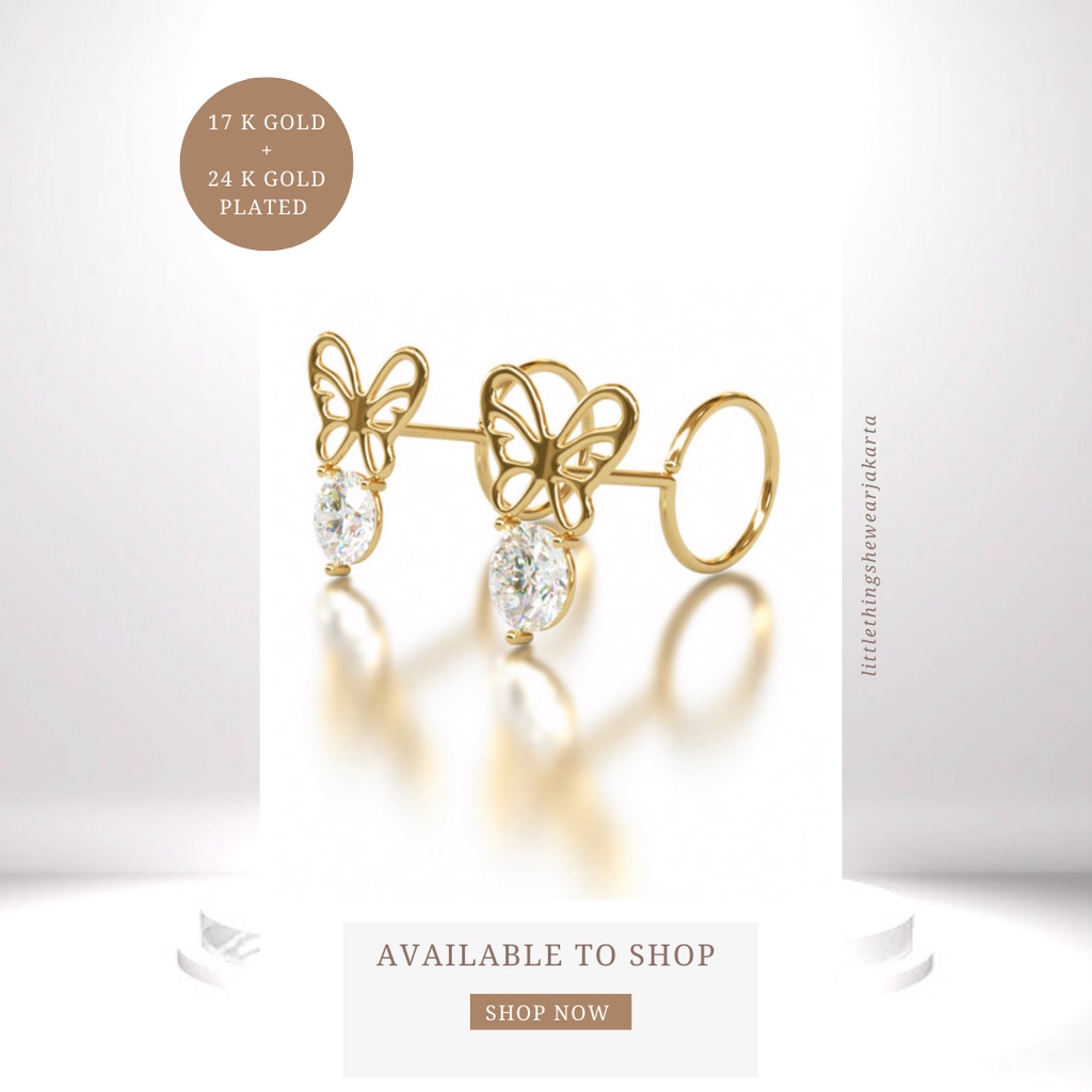 (Jakarta) Littlethingshewear Official  Butterfly Swarovski 0,6 Gram