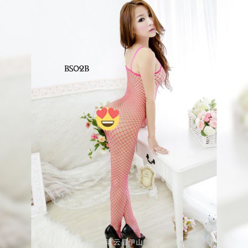 [PRIVASI AMAN] SEXY LINGERIE BODY STOCKING JARING STOCKINGFULL BODY FUSCHIA BS02B