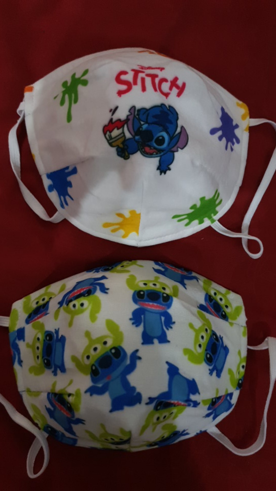 Masker Kain Dewasa Bahan Kaos 2 Dua Ply Lapis Bisa Selip Tissue Motif Cartoon Stitch