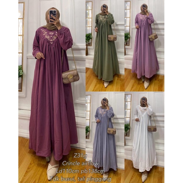 Gamis Crinkle Bordir