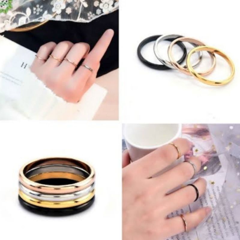 AAC 003/ CINCIN POLOS SIMPEL PRIA DAN WANITA Warna Hitam,gold,silver,Lebar 3mm/Anti karat