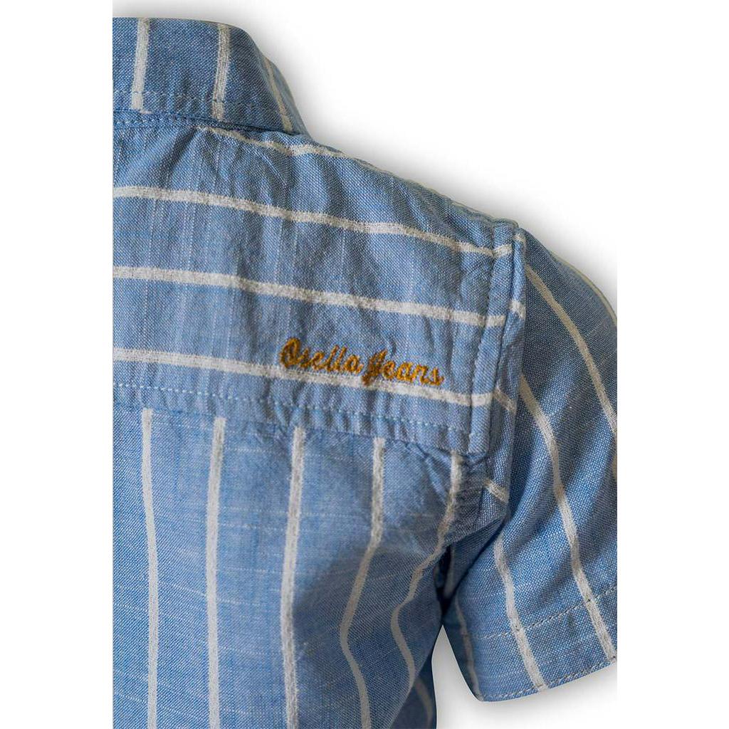 Osella Baju Anak Laki Laki Kemeja Lengan Pendek Stripe Blue Batita-4