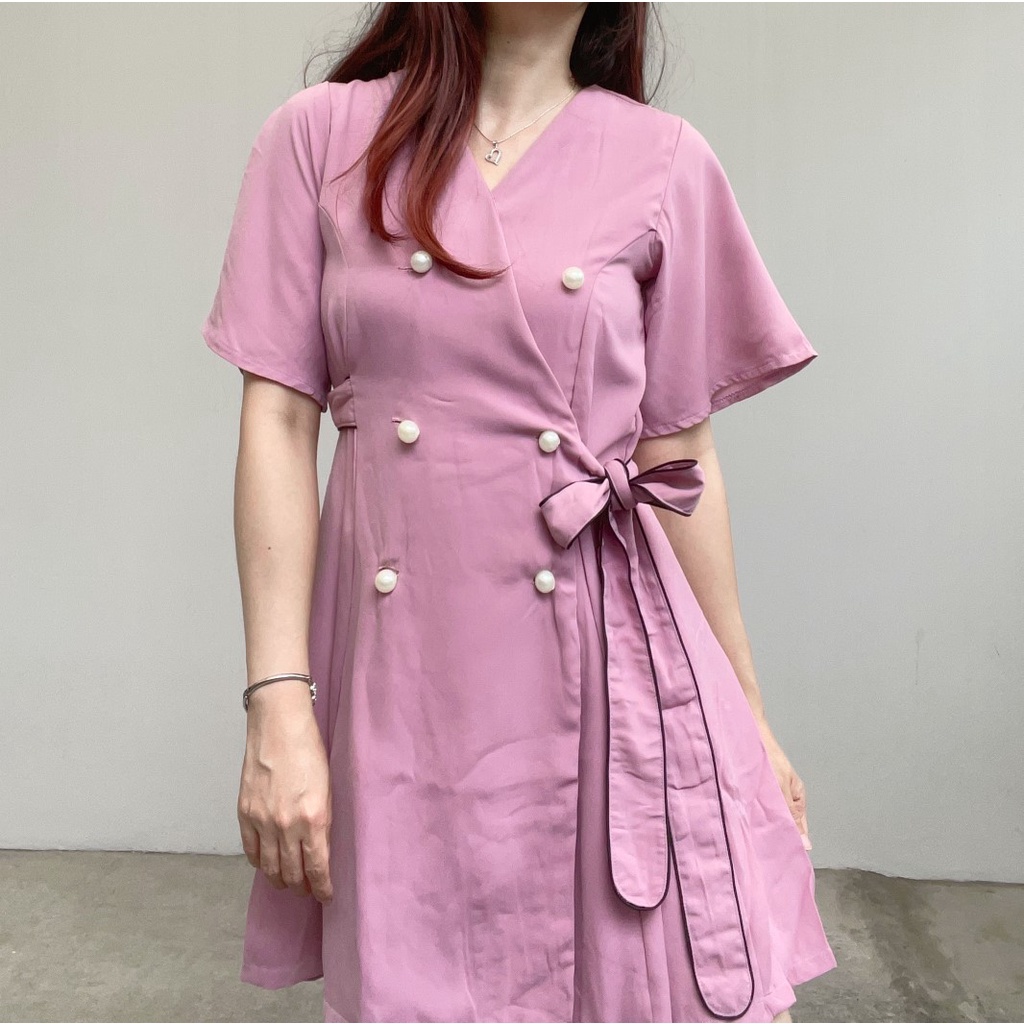 DS1549 - DRESS CASUAL BASIC WOOLPEACH DRESS KIMONO WANITA MODERN MURAH