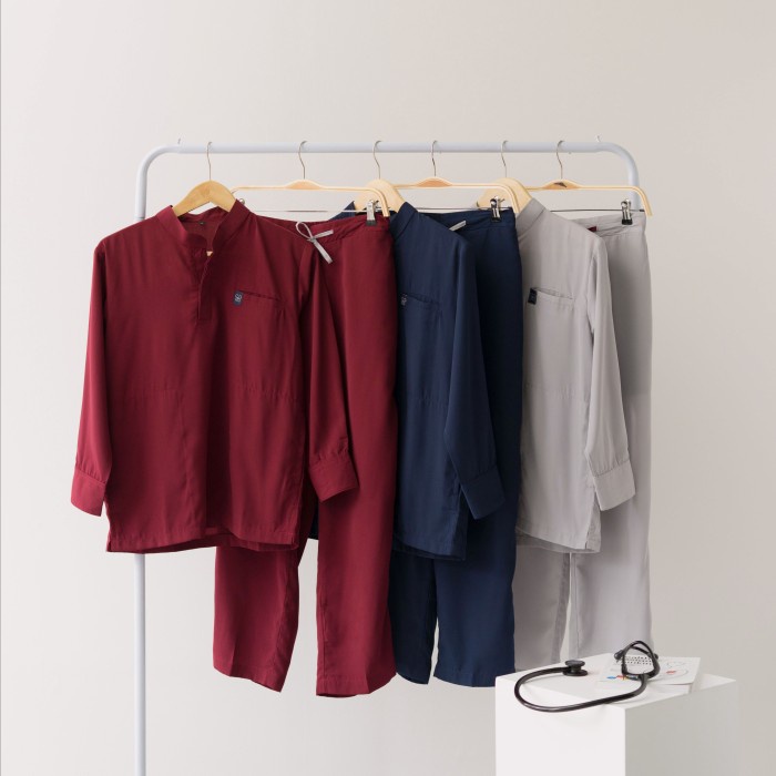 Baju Jaga MANDARIN LS - MAROON Scrubs Theatre Blues First Line Lengan Panjang
