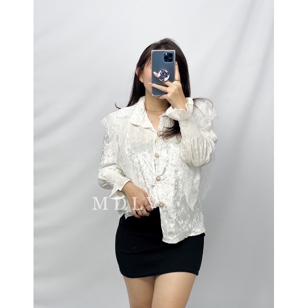 MDLV~5181 MARCIANA VELVET BLOUSE / ATASAN LENGAN PANJANG / FASHION IMPORT WANITA