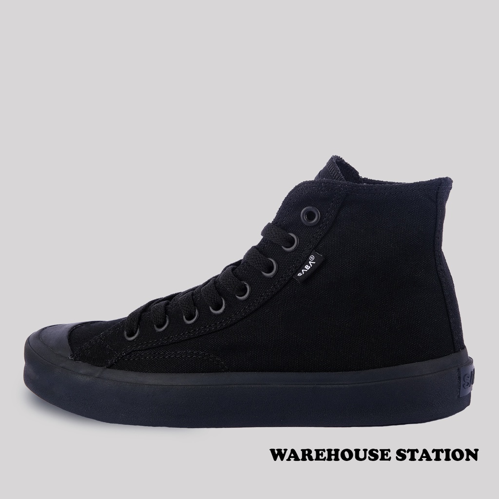 SABA Basic High All Black - Sepatu Sneakers Casual Pria Wanita