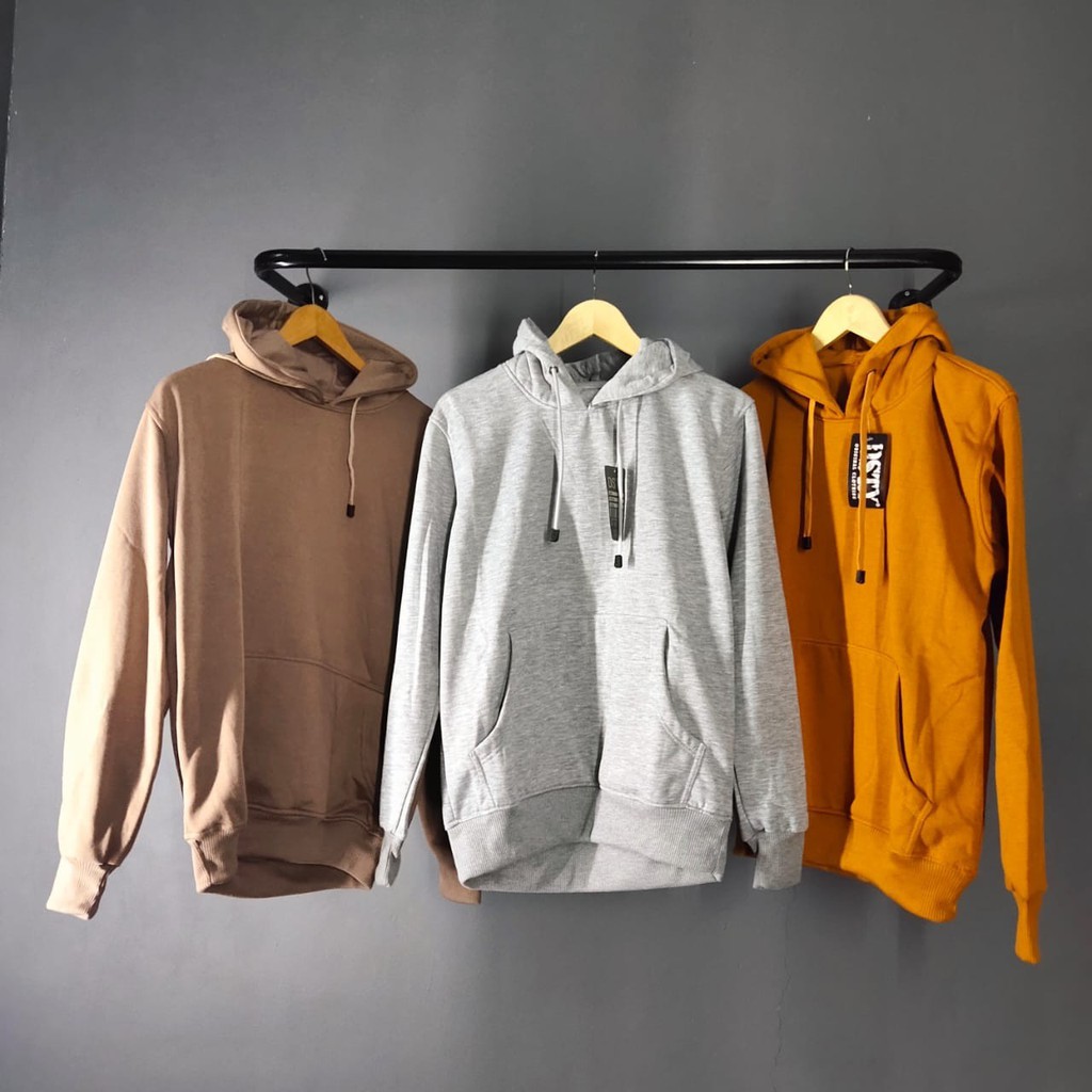 Jaket Sweater Hoodie Pria Wanita Polos Bahan Tebal