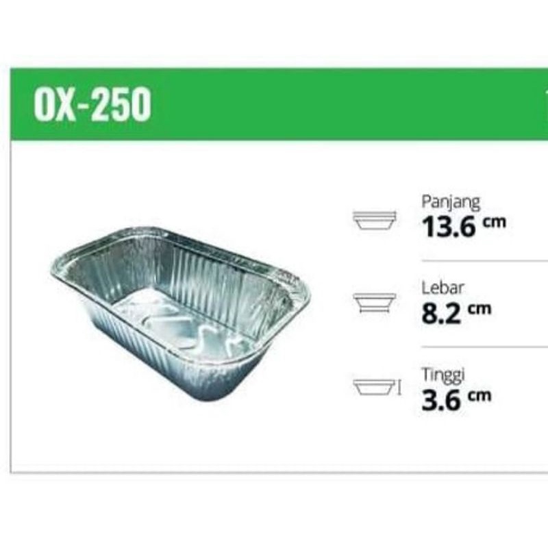 (10 Pcs) ALUMINIUM TRAY OX-250 / WADAH ALUMINUM FOIL TRAY / OX 250