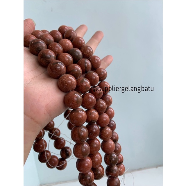 brown gold sand stone 18mm batu pasir emas coklat aksesoris manik akik