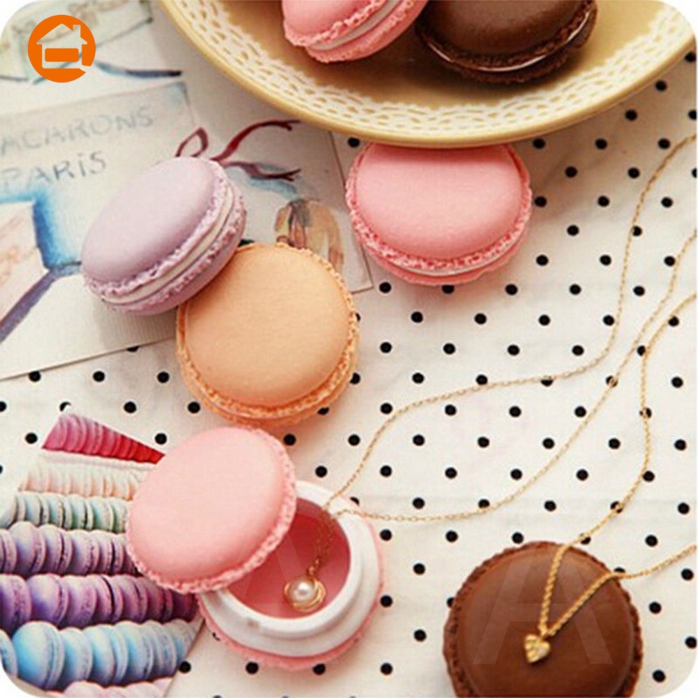 Kotak Penyimpanan Perhiasan Bentuk Macaron Mini Warna-Warni