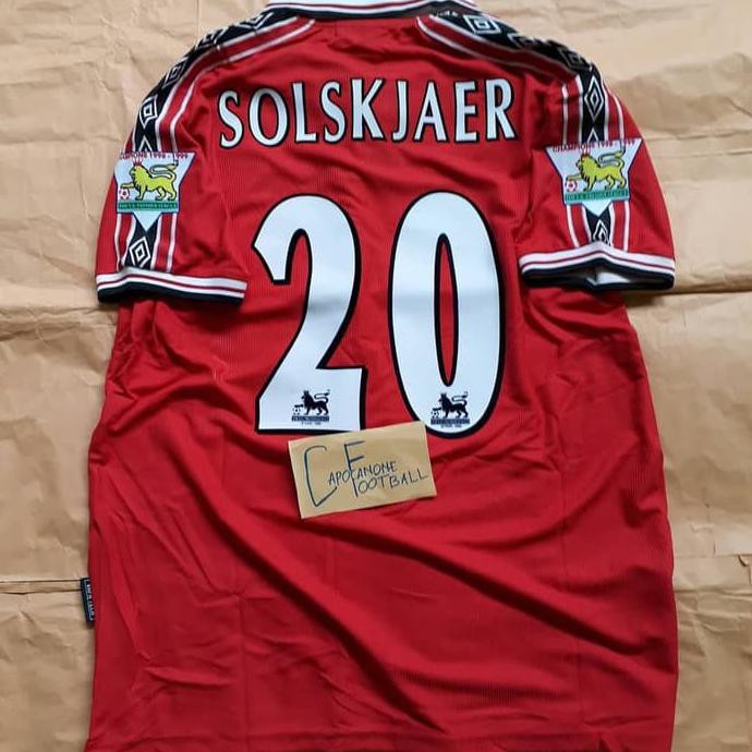 Murah Jersey Manchester United 98/99 Treble Mu 1998 1999 Retro Plus Name - Merah, S