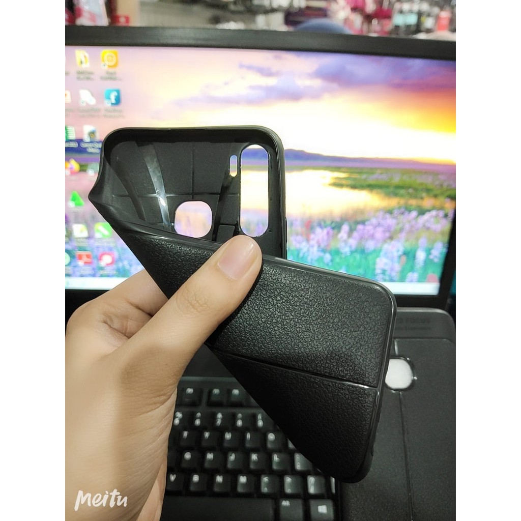 Auto Fokus Infinix S5 Lite X652 6.6 inchi Leather Soft Case X652B AUTOFOCUS Motif Kulit Jeruk