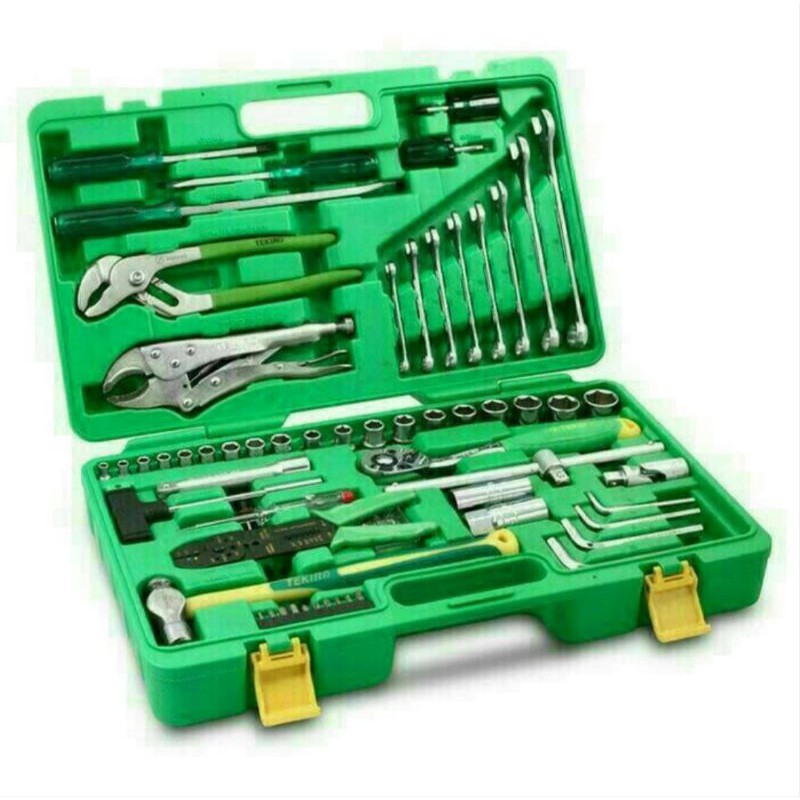 Kunci Shock Shok Skok Tekiro 100 pcs Mechanic Tool Set Box Stang Gagang Mata Obeng Kunci Sok Segi 6