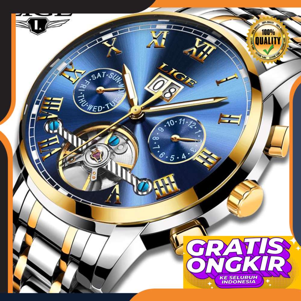 Jam Tangan Pria Sporty LIGE High Hand Hour for Men, Business Hand Hour Full Mechanism Automatic Mark