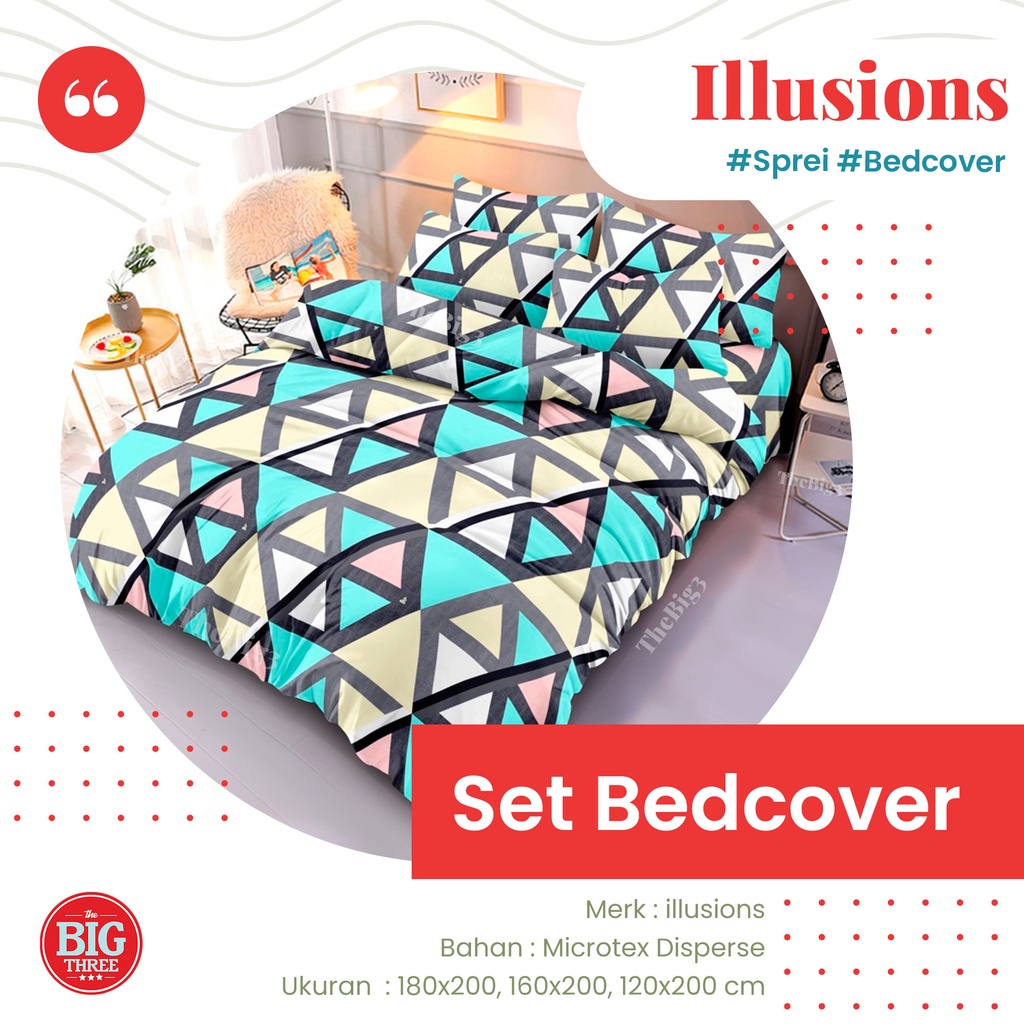 ILLUSIONS Set Bedcover FLAT 180x200 / 160x200 Aston Arima Alina Joanna Sabrina Luna Helma Jessie Vinela Terra Sabrina Febiola Light Star Indira Ralia Indira Raven Terra Vinella Prisa Ghina Juno Vena Vinela Daisy Slater - King 180 Fitted illusions