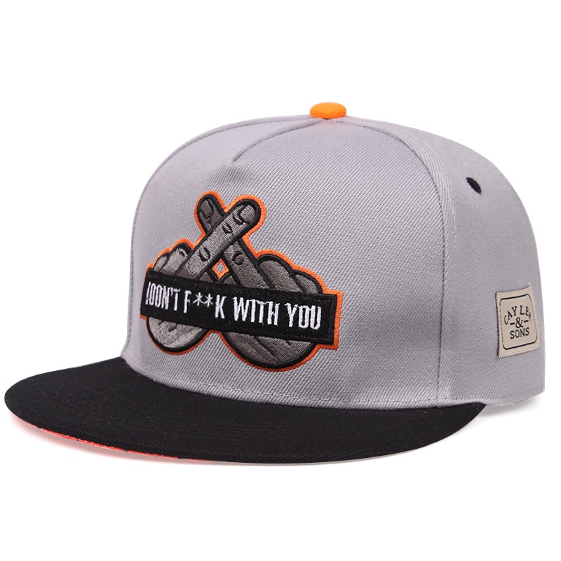 Topi Baseball Snapback Motif Bordir Jari Gaya Hip Hop Untuk Olahraga Outdoor