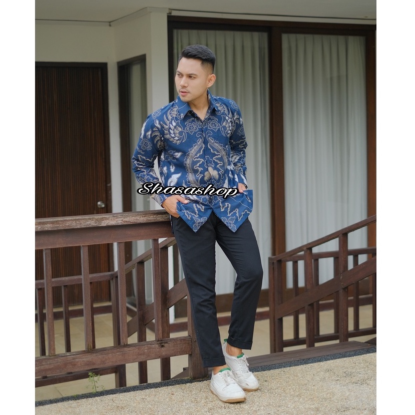 Batik Pria YUDHA BIRU Katun Halus Full Furing Termurah