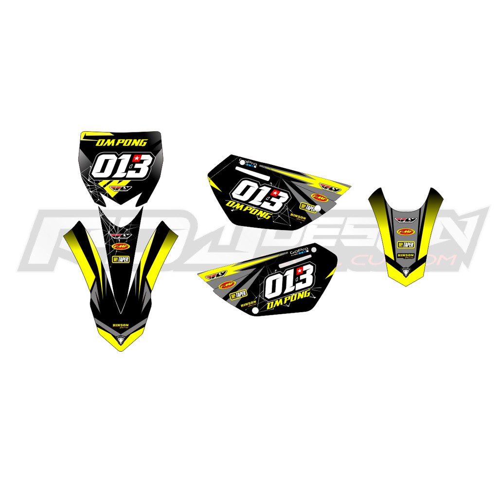 DECAL STICKER PAPAN+SPAKBOR YZ NEW, TEPONG YZ LAMA (001) DEKAL STIKER HITAM HIJAU STABILO