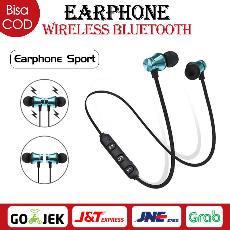 Earphone Wireless Bluetooth Magnetik In-Ear Stereo Sport 4.2 Magnetik