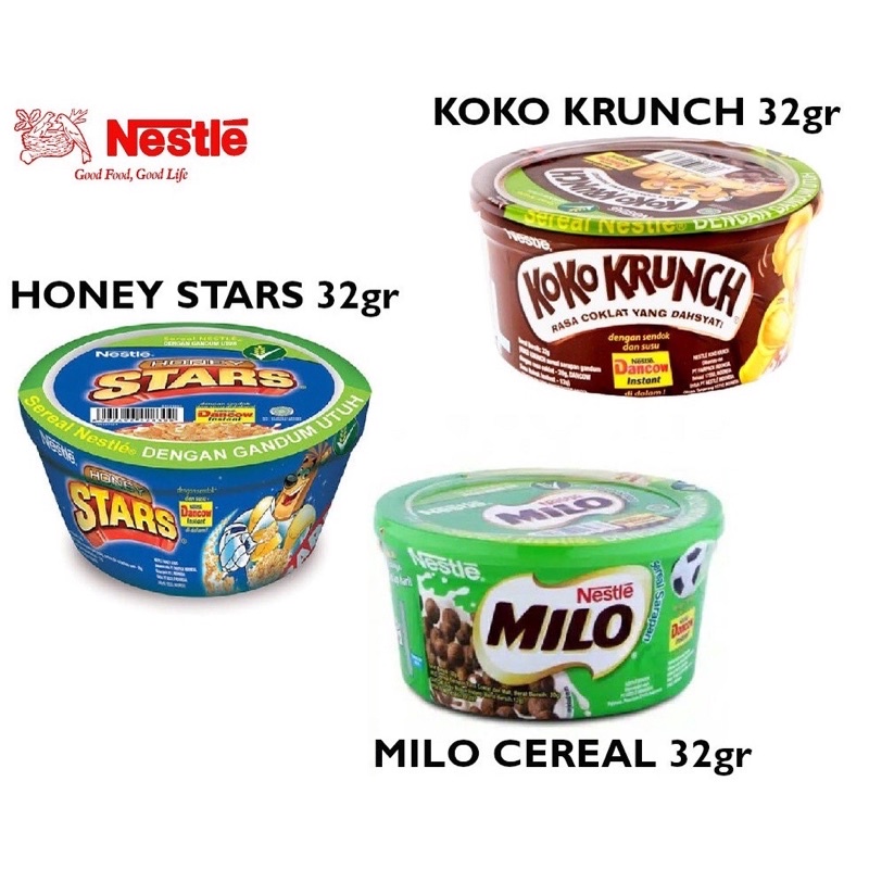 Nestle Milo/ Koko Krunch / Honey Star Sereal Cup Combo Pack Dancow Cereal (20+12)g Kemasan