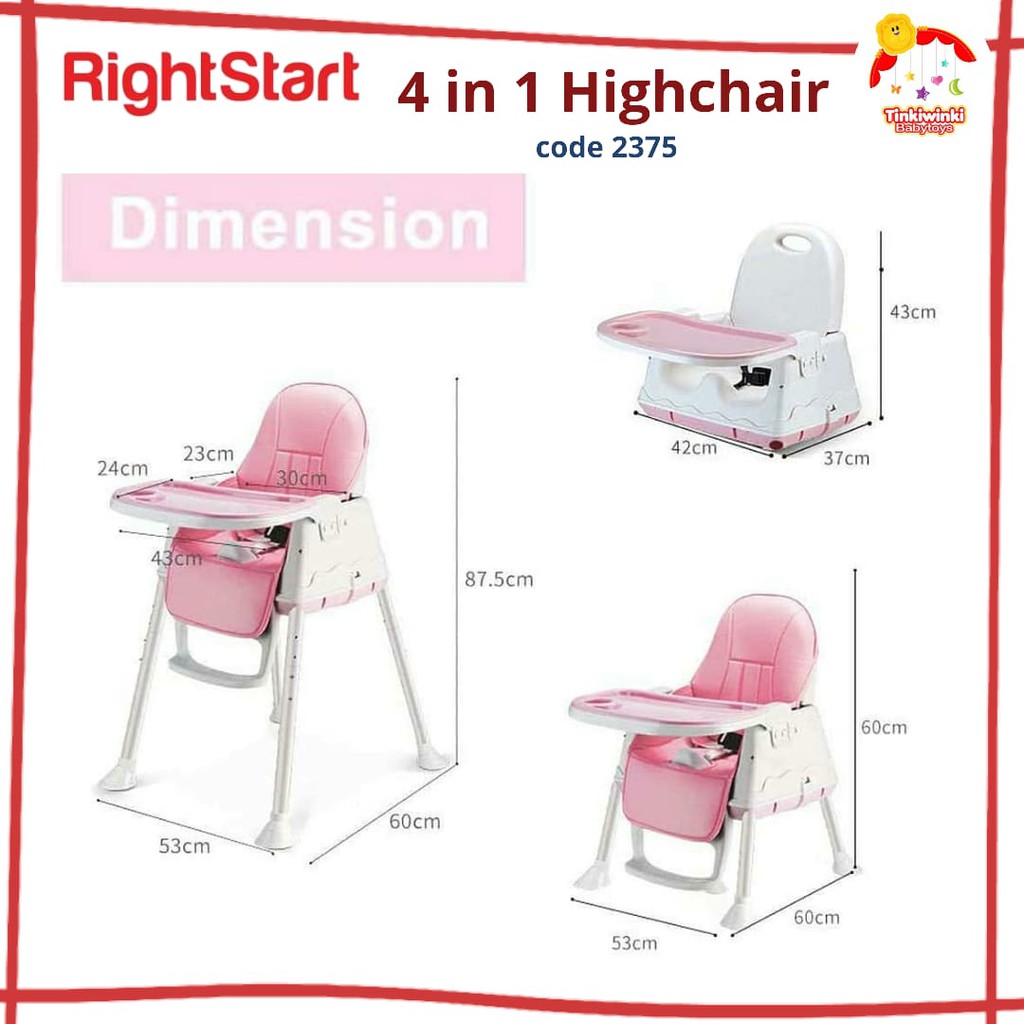 RIGHT START 4in1 Highchair HC 2375 UPGRADED Kursi Makan Bayi NEW ARRIVAL