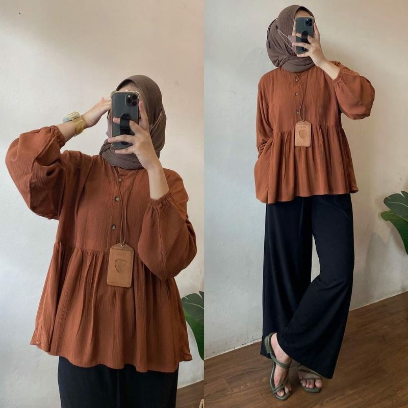 ARINA BLOUSE RAYON CRINCLE / BlOUSE ATASAN WANITA KEKINIAN /MUSLIM WANITA