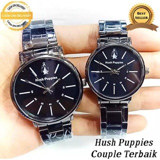 (BW) COD✅ JAM TANGAN HUSH PUPPIES COUPLE PRIA/WANITA ANALOG QUARTZ STAINLISS STEEL HP-15