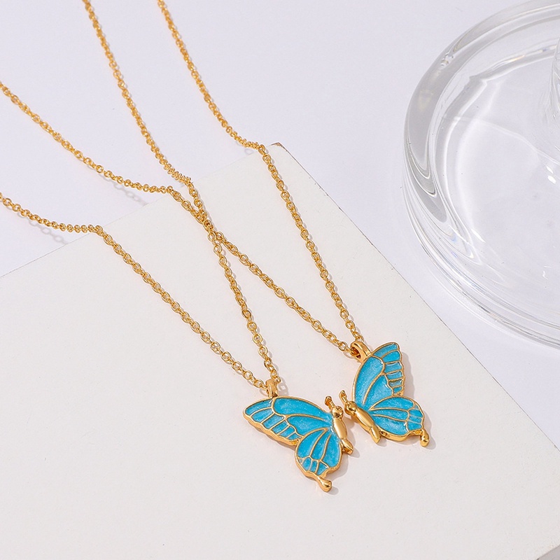 2pcs / Set Kalung Rantai Panjang Liontin Kupu-Kupu Motif Best Friend Forever Untuk Wanita / Hadiah Ulang Tahun