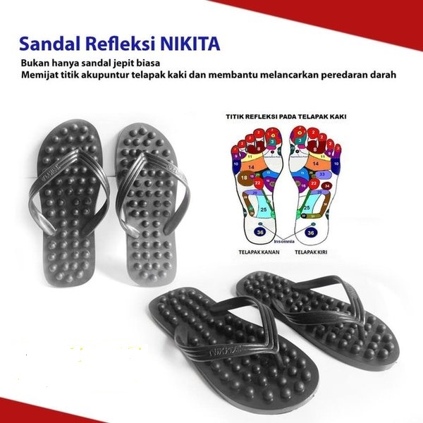 Sandal Jepit Refleksi nikita / Sandal Kesehatan / Sandal Terapi / sendal Rematik / Sendal Duri Besar Duri Kecil / Sendal Selop Murah