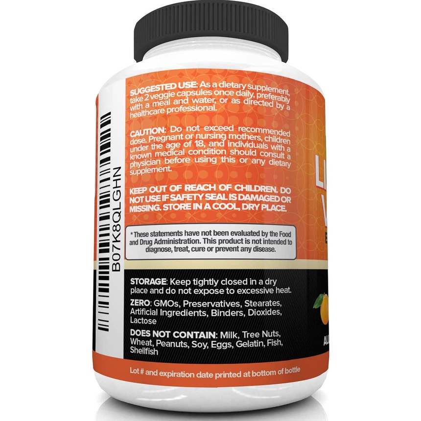 Nutrivein Vitamin C Liposomal 1600mg - 180 Caps High Absorption