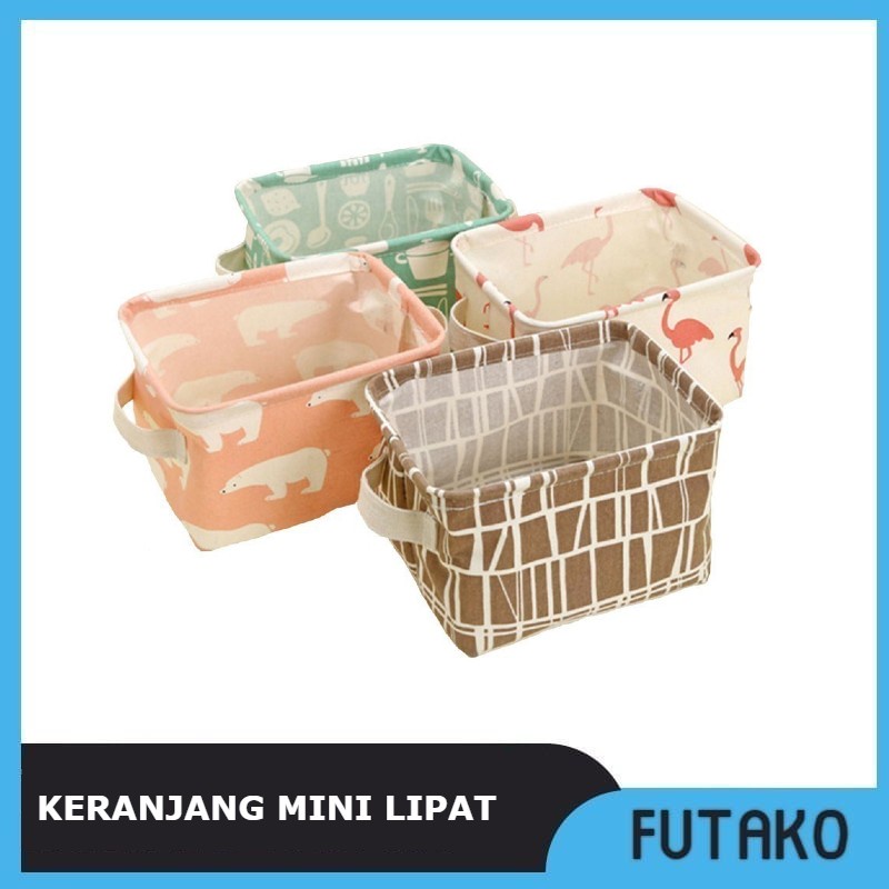 FUTAKO Keranjang Lipat Multifungsi / Storage Box Organizer / Keranjang Mini WARNA RANDOM