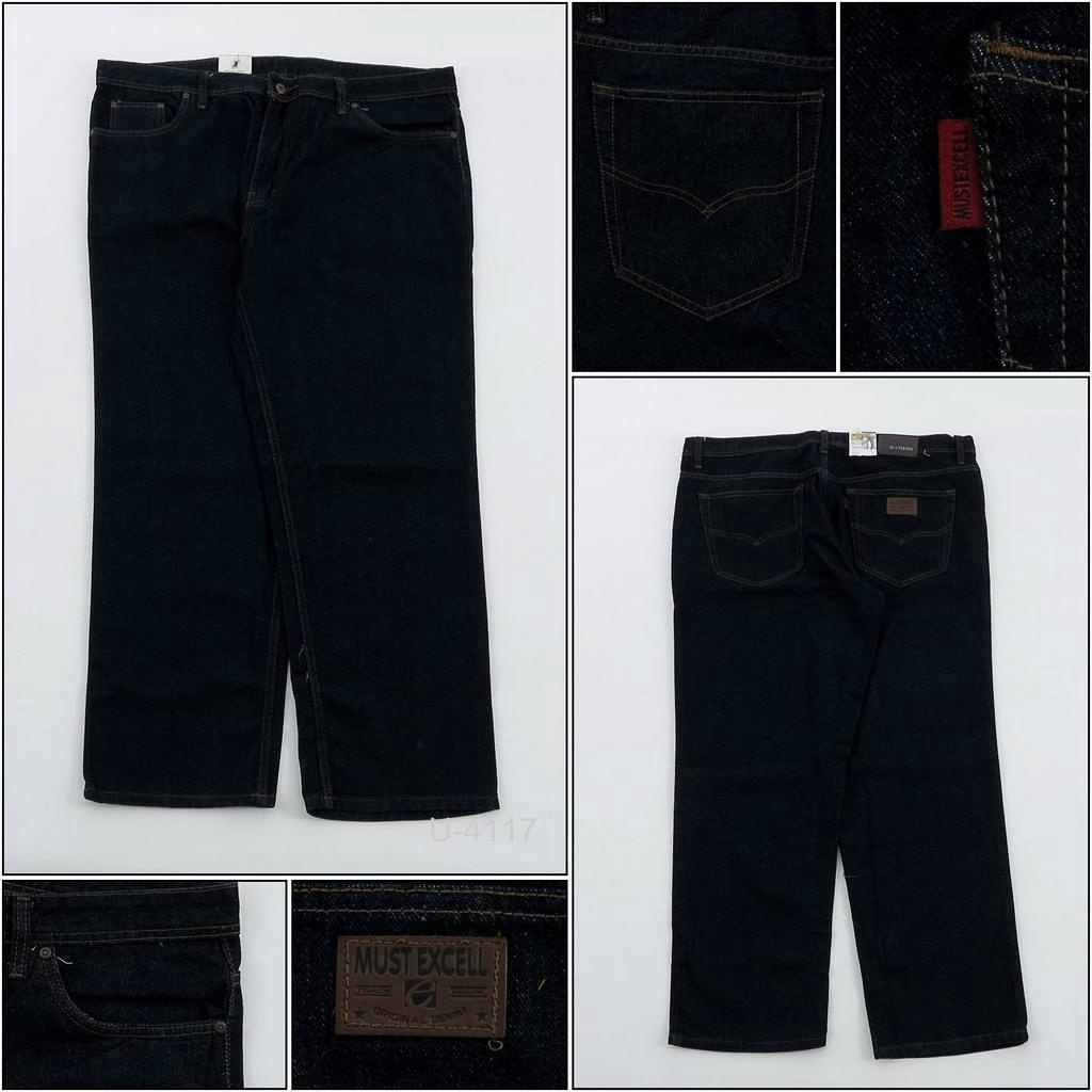 [U4117] Celana Jeans Panjang Cowok Biru Tua Must Excell 44-48