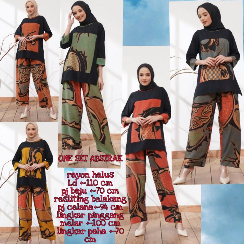 Oneset Tiedye bu tejo abstrak setelan Bu tejo abstrak