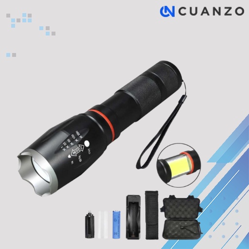 Senter LED Torch Cree XM-L T6 +Baterai+Charger+Box / Senter LED Swat Police Charger Usb Listik Mini Super Terang Jarak Jauh Anti Air Tahan Lama / Senter Sorot Ultra 2000 Meter Flashlight Gunung Outdoor Paling Terang Portable / Set Senter Murah Original