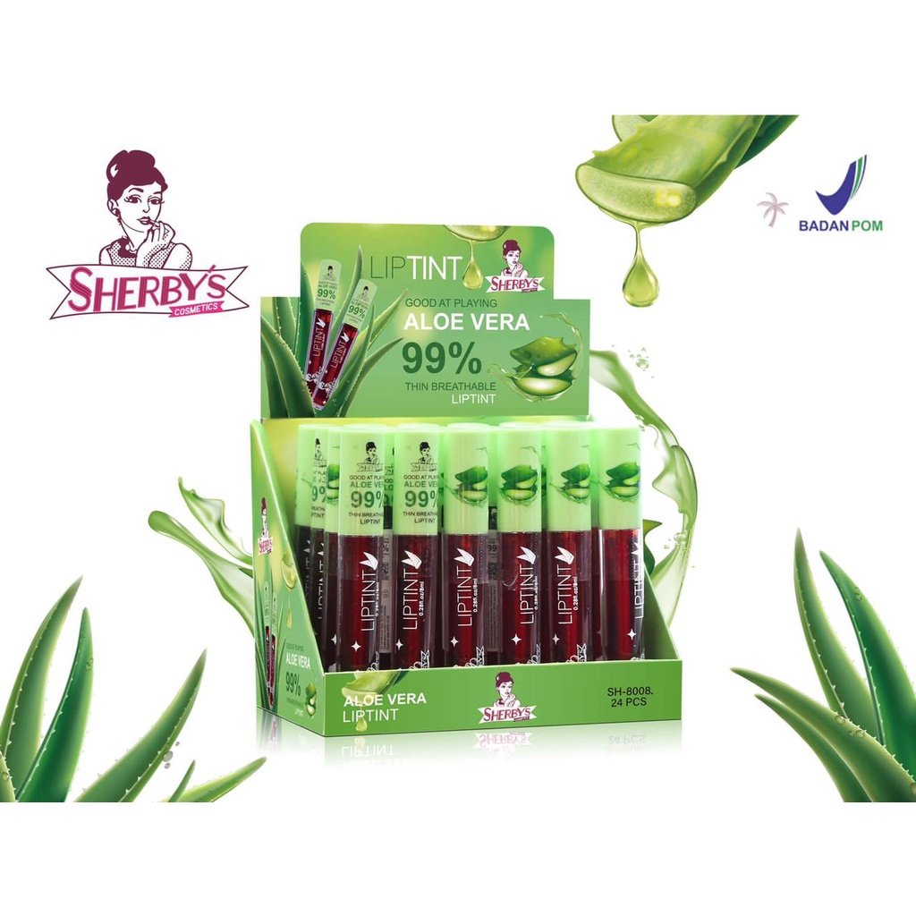 [Per Batang] Liptint Sherby Good at Playing Aloe Vera 99% Thin Breathable Lip Tint Original BPOM