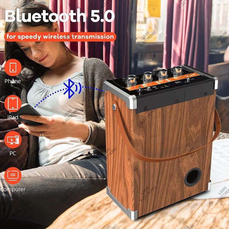 Speaker Portable Aktif Bluetooth Yamada YMD-69BT TWS System + 2 Mic Wireless with display Premium Quality ( Bahan Full Kayu Kualitas Premium )