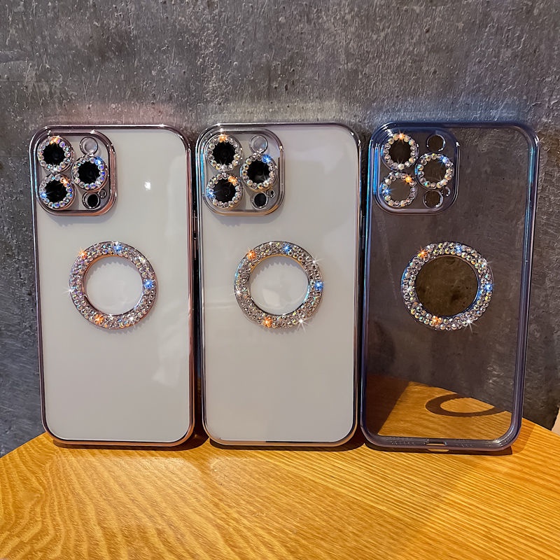 Case Transparan Glitter Berlian Imitasi Shockproof Cover Iphone 11 12 13 Pro MAX X XR XS