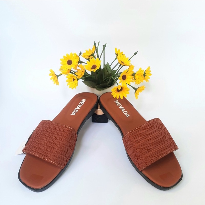 6.6 SALE! Sandal Selop Rajut Nevada Termurah - Sandal Wanita Nevada-Rajut Tan