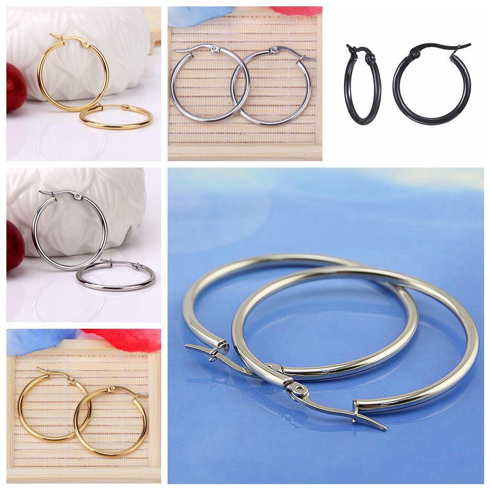 Lily 1pasang Anting Tusuk Simple Punk Jewelry Hoop