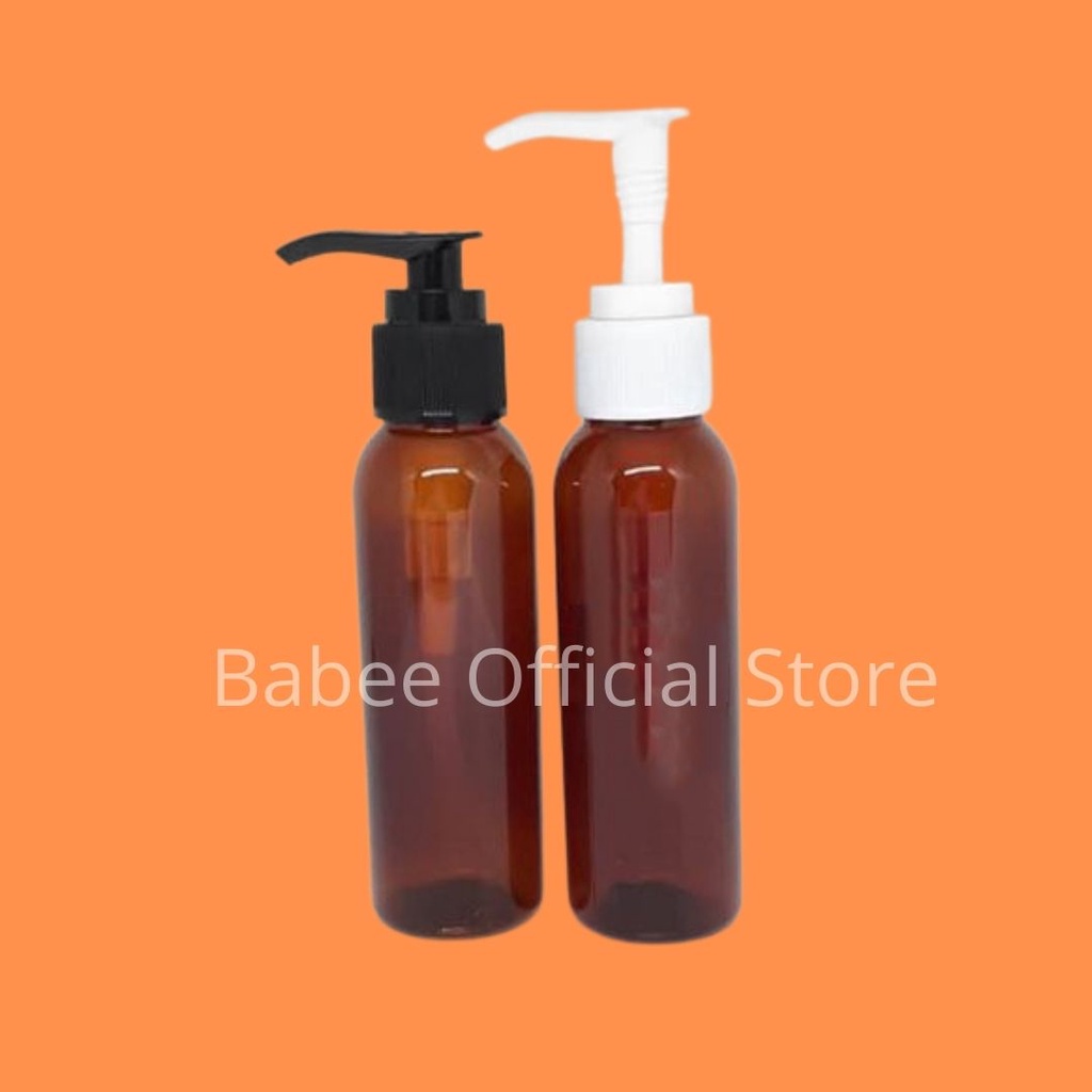 BABEE - BOTOL AMBER 100ML TUTUP PUMP / BOTOL PUMP 100ML TEBAL / BOTOL 100 ML AMBER