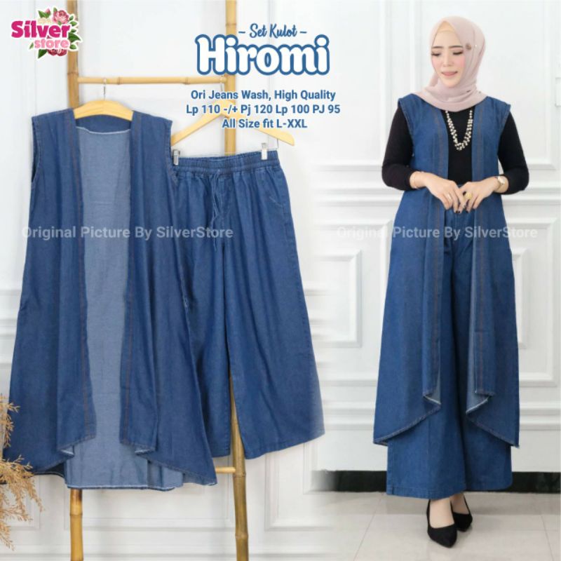 [ READYSTOK ] HIROMI SET KULOT ORIGINAL JEANS DENIM - VEBY SETELAN RIA EIGHTY