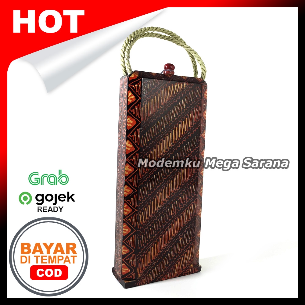 Congklak Dakon Lipat Kayu Batik - Motif A + Biji Kerang