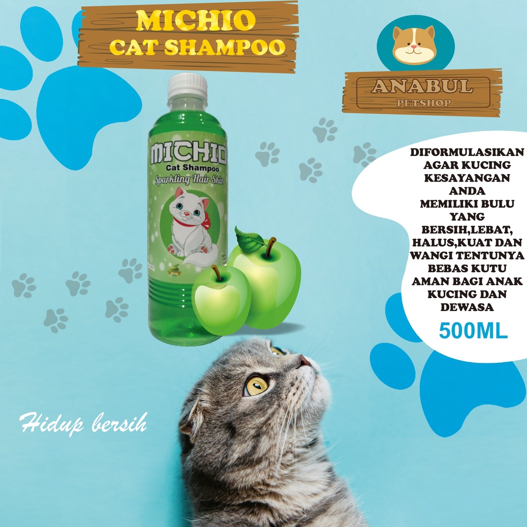 SHAMPOO KUCING &amp; ANJING 500ML MICHIO ANTI JAMUR &amp; KUTU VARIAN STRAWBERRY JERUK APEL-BOTOL EKONOMIS