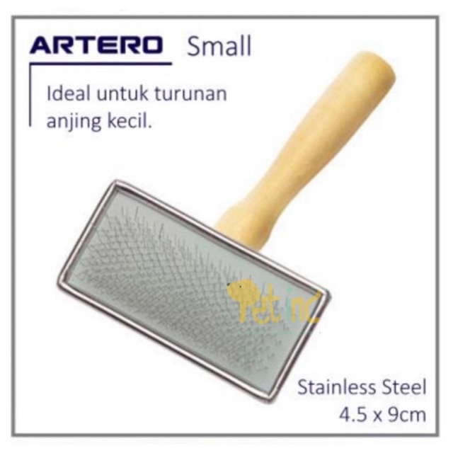 Artero wooden slicker S pet brush sikat sisir anjing atau kucing