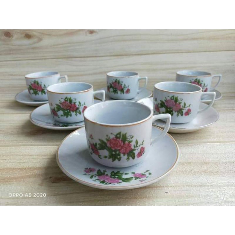 cangkir jadul keramik/cangkir kopi jadul tutup dan tanpa tutup/free bubble