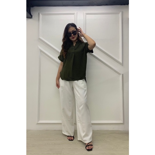 Viola crinkle shirt - atasan kemeja blouse wanita krinkle - Loose shirt