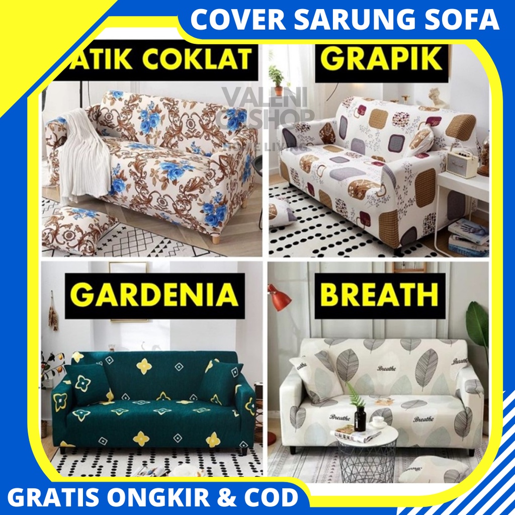 Cover Sofa Motif Menarik Anti-selip Sarung Cover Sofa 1 2 3 4 Seater Sarung Sofa Penutup Sofa