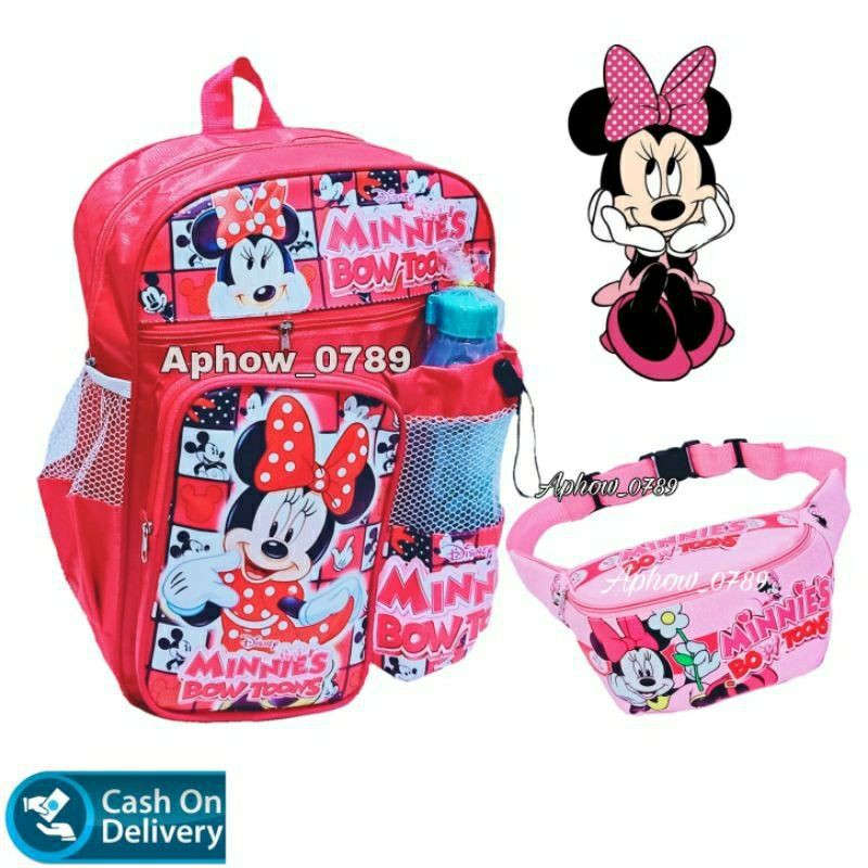 2 In 1 Tas sekolah anak usia 1-10 tahun Motif Karakter Mickyy Mouse waistbag anak Murah / terlaris