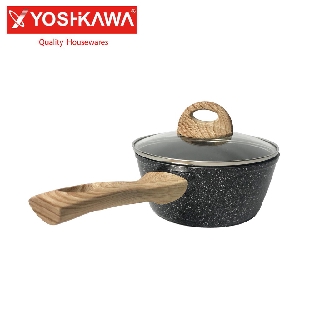 YOSHIKAWA Panci Wajan  Marble  Dengan Tutup Ceramic Pan 18CM 