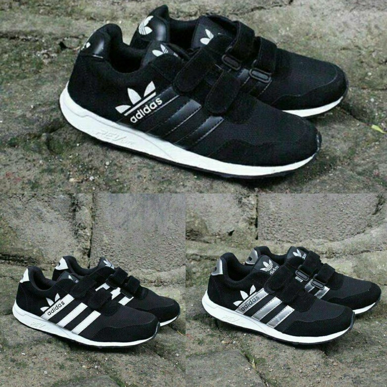 JUAL Adidas REV size 33 - 37 sepatu anak pria man sekolah hitam tanpa tali TERMURAH